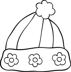 Groovy Winter beannie Illustration Coloring Image