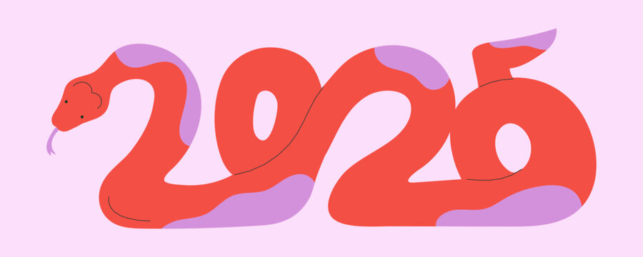 Snake Year 2025. New Year Banner Vector Illustration. 