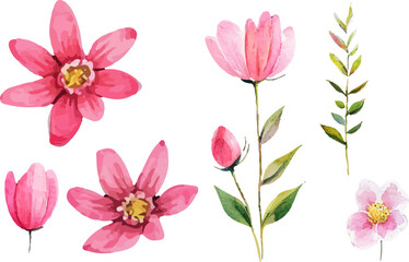 Romantic Watercolor Spring Flowers