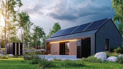 Solar power system battery installation, advanced energy storage, professional setup, 