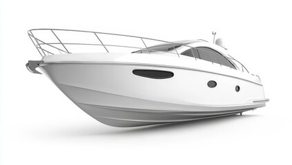 White luxury motor yacht isolated on white background. (1)
