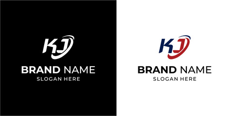 Creative Abstract KJ Letter Logo, Illustration, Design Inspiration, Vector, Icon