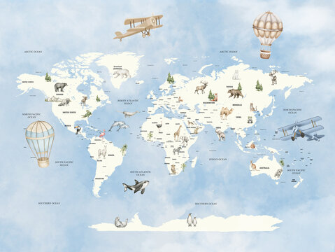 kids maps with animals 