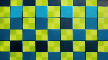 Harmonious Geometry. Symmetrical Patterns of Green and Blue Flooring