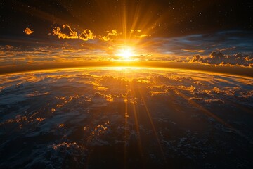 earth with sun rays