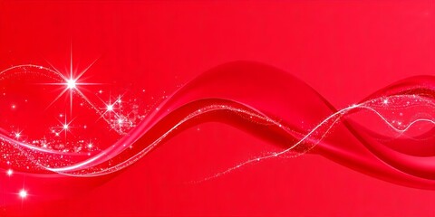 Red Festive Background Abstract Shiny Waves Glittering Stars