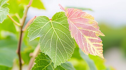 of a maple leaf, showcasing its intricate veins and autumn colors in vivid detail. | 