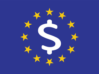 Eurozone Currency Symbol with European Union Flag Design. A graphic design depicting the US dollar symbol.