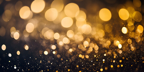 Obraz premium Golden Bokeh Lights Creating a Dreamy Magical Festive Atmosphere : Generative AI