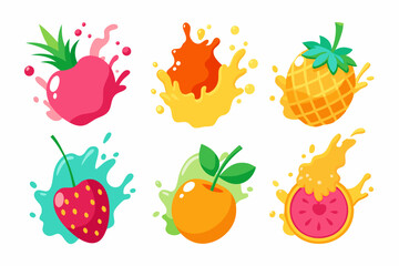 Fruit Splash Vector Illustration Designs