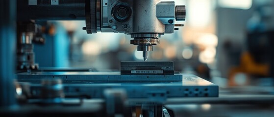 Fototapeta premium Close-up of industrial machine precision machining a metal workpiece.