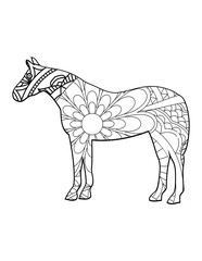 horse vector coloring pages for kids and adults.