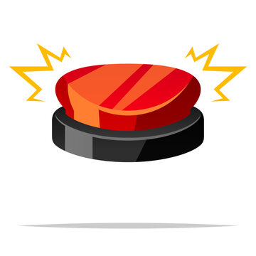 Red buzzer button vector isolated illustration