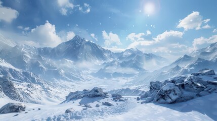 Majestic Snow-Capped Mountain Landscape. Serene beauty of a highland vista