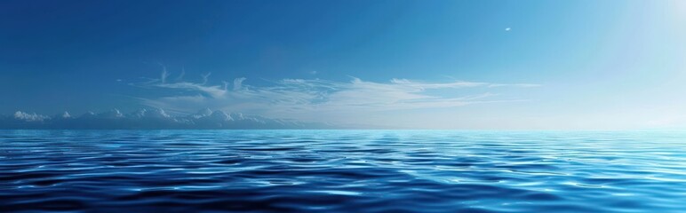 Obraz premium Tranquil Waters. A serene depiction of a peaceful lake under an azure sky.