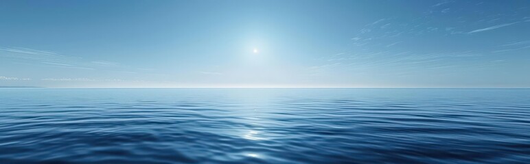 Fototapeta premium Serene Blue Symphony. Tranquil water and sky landscape