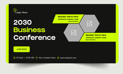 Creative business conference webinar template banner design, business strategy seminar banner design, fully editable vector eps 10 file format