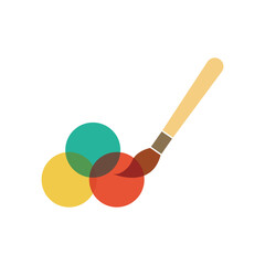 Paintbrush creating art with colorful circles
