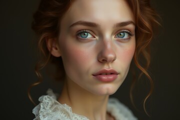 Close-up Portrait of a Young Woman with Curly Red Hair