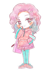 ポップでかわいいデフォルメイラスト・アマビエ擬人化