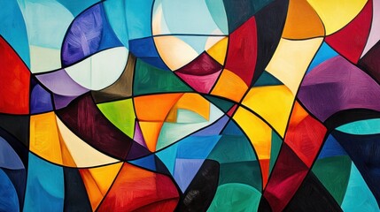 Fototapeta premium An artistic representation of a stock cracking process, abstract shapes and vibrant colors symbolizing energy flow, 