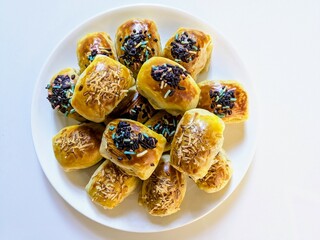 Indonesian banana bolen or banana puff pastry or banana turnover