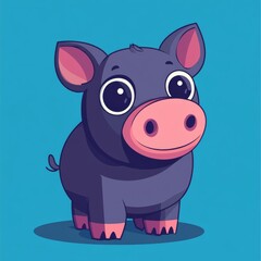 Fototapeta premium Adorable Cartoon Pig Illustration: A Cute, Friendly Piglet