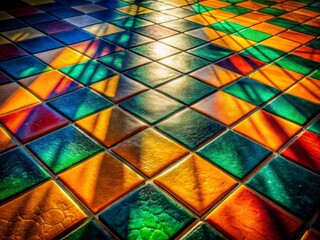 Dramatic Diagonal Light on Tiled Floor - Close Up Photography