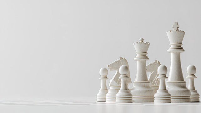 A symbolic representation of teamwork and leadership through a chessboard, highlighting the balance and unity among different roles, with the king at the center symbolizing leadership. The composition