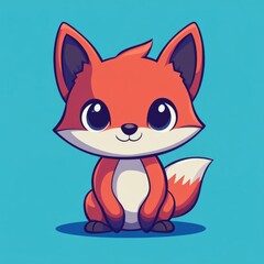 Adorable Cartoon Fox Illustration: A Cute Sitting Fox Character Design