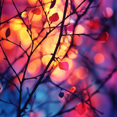 autumn leaves background in afternoon with plant