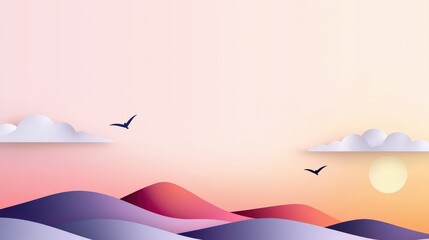 Sunset Over Rolling Hills Nature Landscape Serene Environment Peaceful Viewpoint