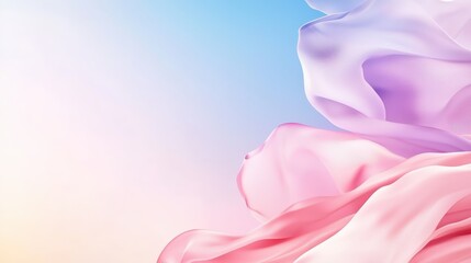 Flowing Silk Textures Abstract Art Digital Creation Soft Pastel Colors Serene Environment