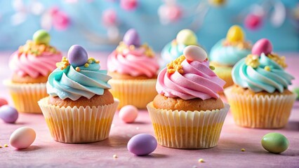 Easter Cupcakes: Pastel Spring Treats, Festive Banner & Greeting Card Design