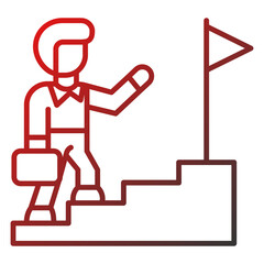 Career advancement icon, red line gradient style