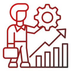 Career advancement icon, red line gradient style
