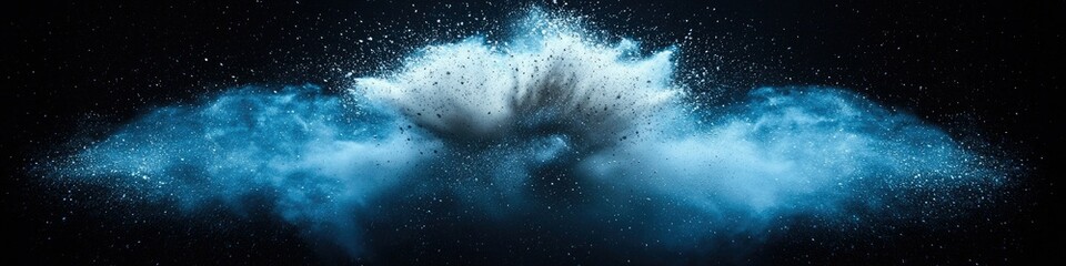 Obraz premium A dramatic explosion of blue and white particles resembling a cloud formation.
