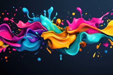 Vibrant multicolored paint splashes and swirls.