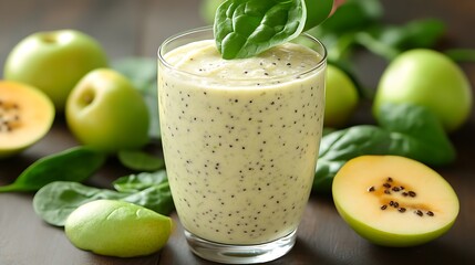 Refreshing Green Apple Spinach Smoothie in Glass