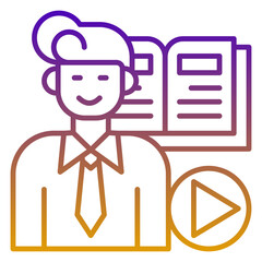 Career advancement icon, purple and yellow line gradient style