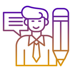 Career advancement icon, purple and yellow line gradient style