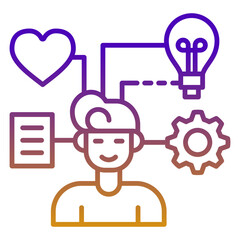 Obraz premium Career advancement icon, purple and yellow line gradient style