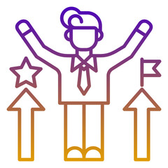 Career advancement icon, purple and yellow line gradient style