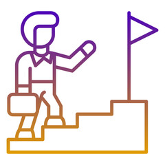 Career advancement icon, purple and yellow line gradient style
