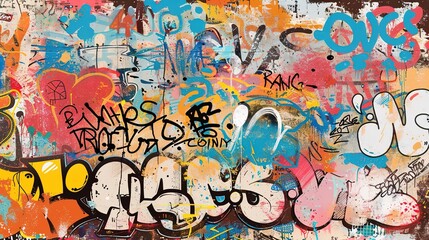 Naklejka premium Urban Graffiti pattern wallpaper