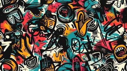 Fototapeta premium Urban graffiti pattern wallpaper