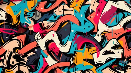 Urban graffiti pattern wallpaper