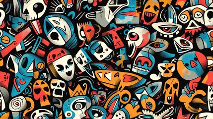 Urban graffiti pattern wallpaper