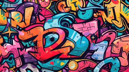 Urban graffiti pattern wallpaper