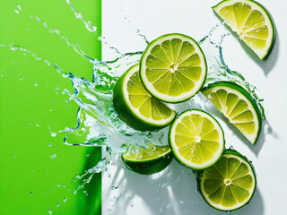 Vivid red lemons splashed with water, creating dynamic droplets.